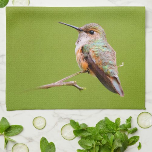 Rufous Hummingbird Sitting in the California Lilac Towel