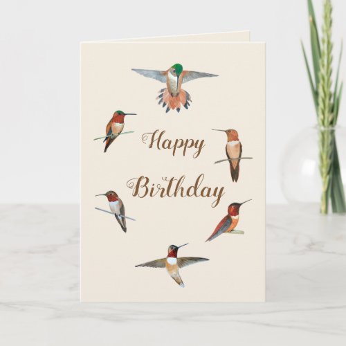 Rufous Hummingbirds Birthday Card