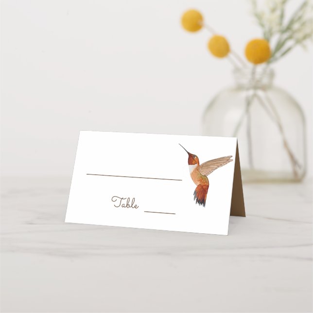 Rufous Hummingbirds Wedding Place Card (Front)