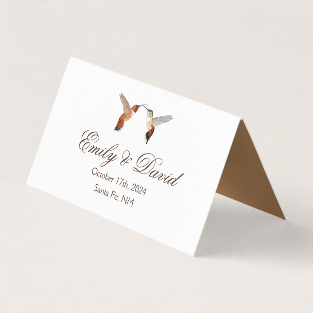 Rufous Hummingbirds Wedding Place Cards (Back)