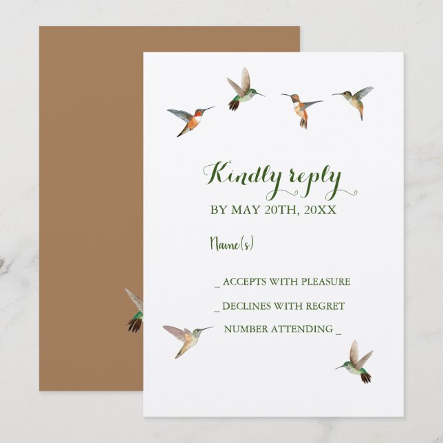 Rufous Hummingbirds Wedding RSVP Invitation (Front/Back)