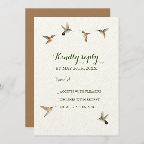 Rufous Hummingbirds Wedding RSVP Invitation