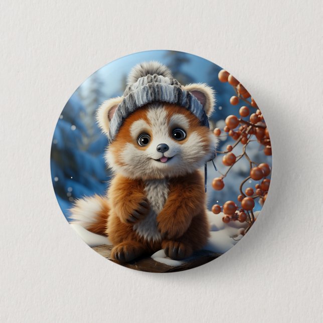 Rufus - An adorable red panda Button (Front)