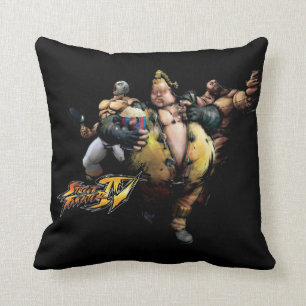 Rufus, El Fuerte & Zangief Throw Pillow