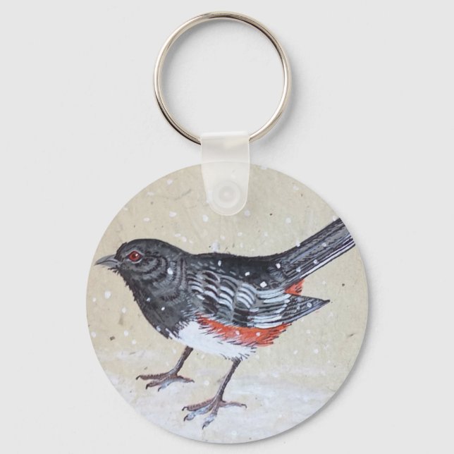 Rufus Sided Towhee Keychain (Front)