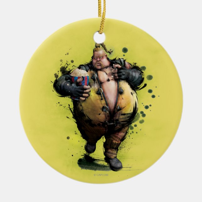 Rufus With Popcorn Ceramic Ornament (Front)