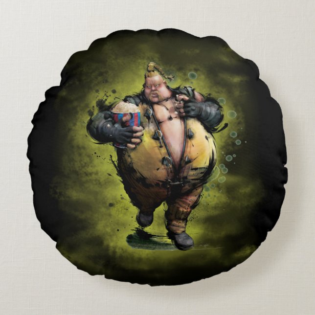 Rufus With Popcorn Round Pillow (Front)