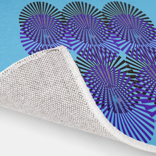 Rug Blue Black Modern Circle Pattern  (Indoor)