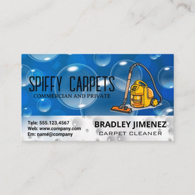 Rug Carpet Cleaning Machine | Soap Bubbles Business Card (Front)