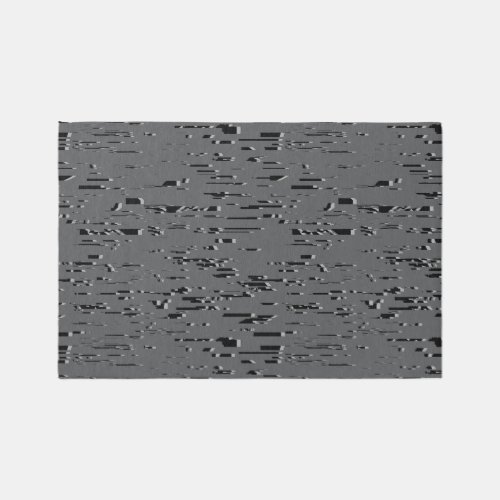 Rug Dark Charcoal Digital Glitch Modern Area