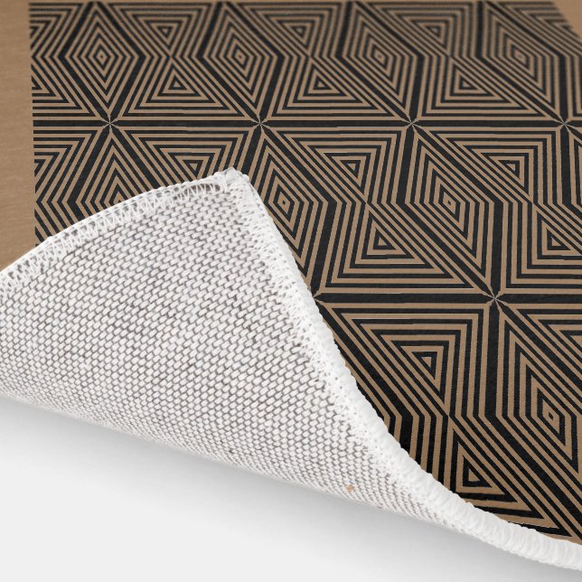 Rug Geometric Pattern Abstract Black Brown  (Indoor)