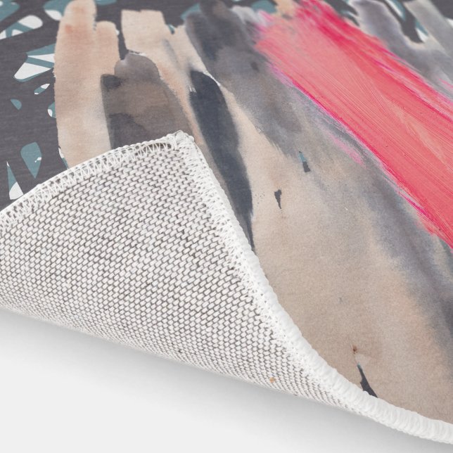 Rug Modern Abstract Gray Red  (Indoor)