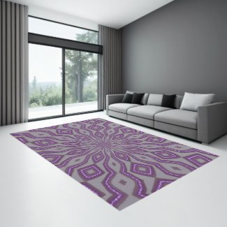 Rug Modern Geometric Mandela Pattern Purple Gray 