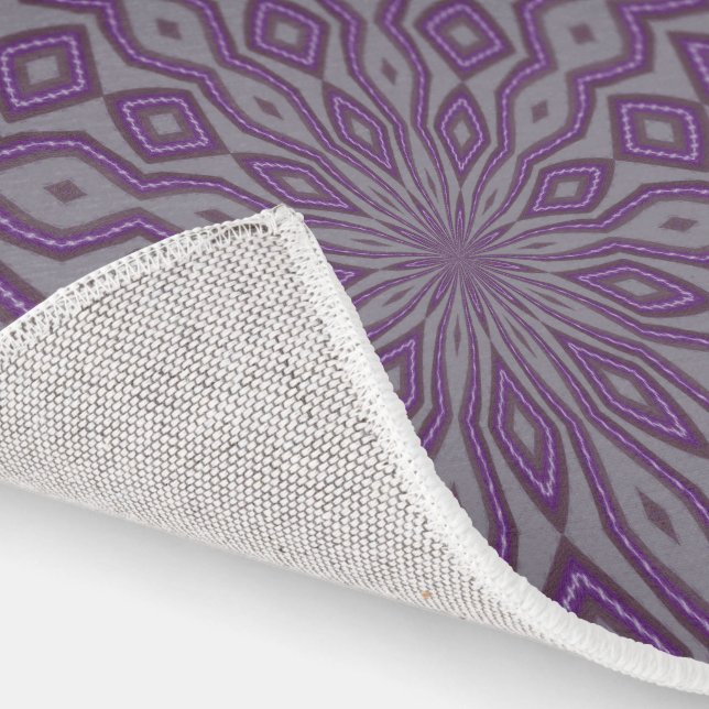 Rug Modern Geometric Mandela Pattern Purple Gray  (Indoor)