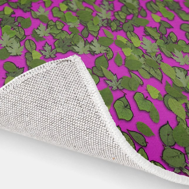 Rug Pink Green Leaves (Indoor)