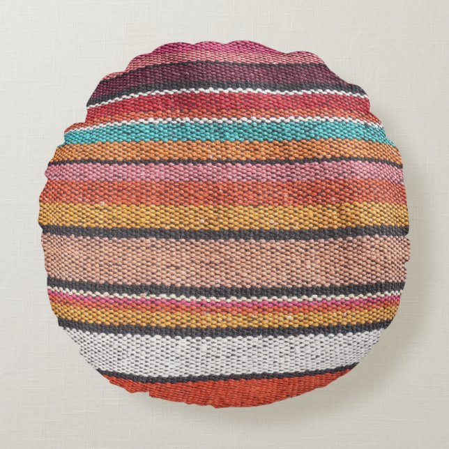 Rug Richness: Mexican Peruvian Textures Round Pillow (Front)