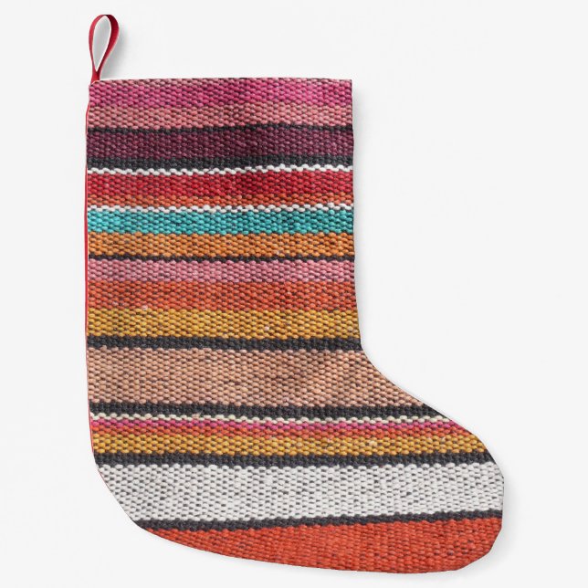 Rug Richness: Mexican Peruvian Textures Small Christmas Stocking (Front)