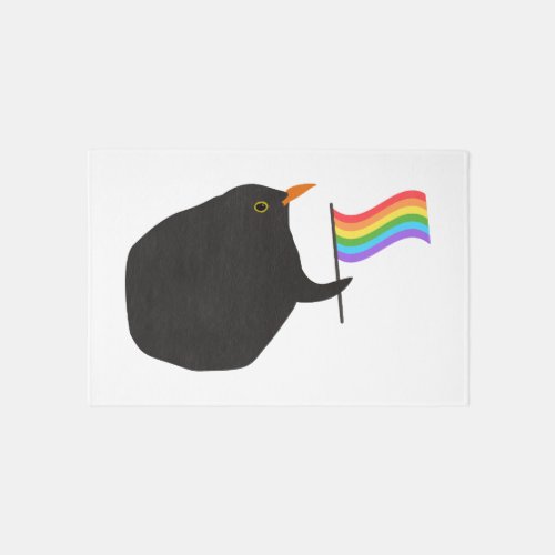 Rug with lgbt rainbow flag and bird