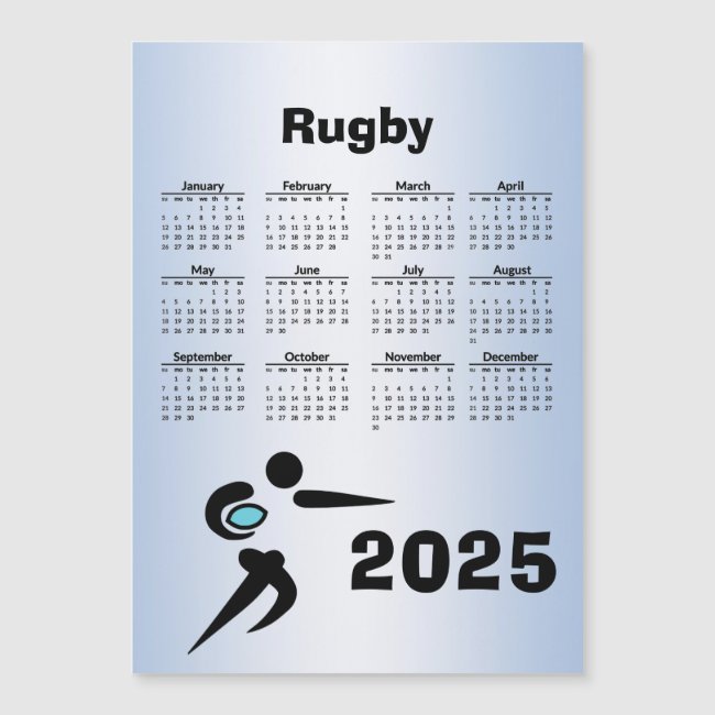 Rugby 2025 Calendar Magnetic Card