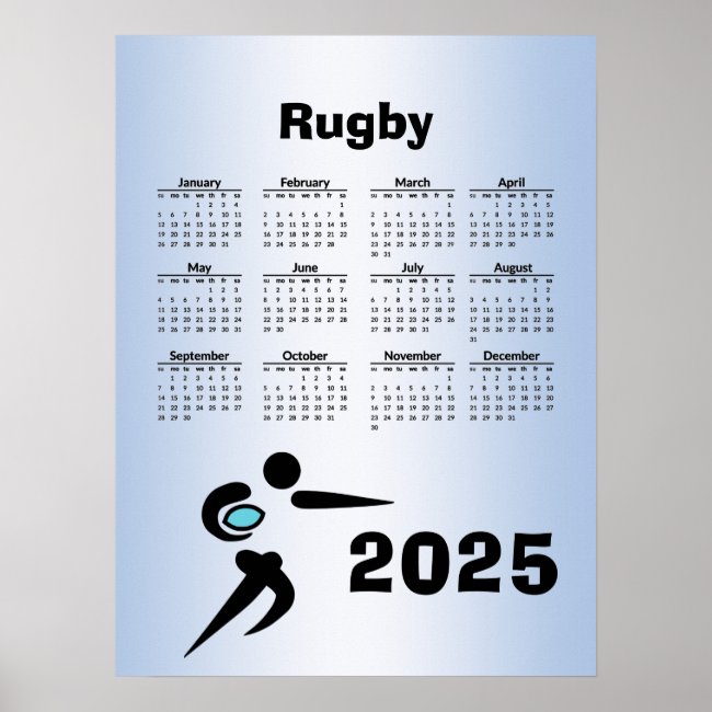 Rugby 2025 Calendar Poster