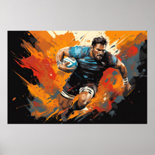 Rugby Action Sport Painting Abstract Art Decor