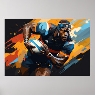 Rugby Action Sport Painting Abstract Art Decor