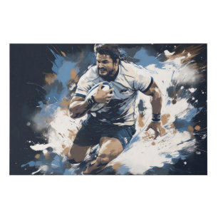 Rugby Action Sport Painting Abstract Art Decor Faux Canvas Print
