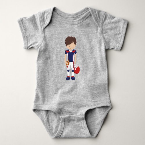 Rugby American Football Cute Boy Brown Hair Baby Bodysuit