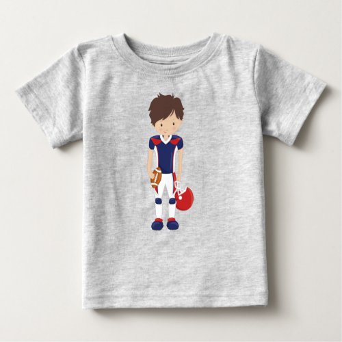 Rugby American Football Cute Boy Brown Hair Baby T_Shirt