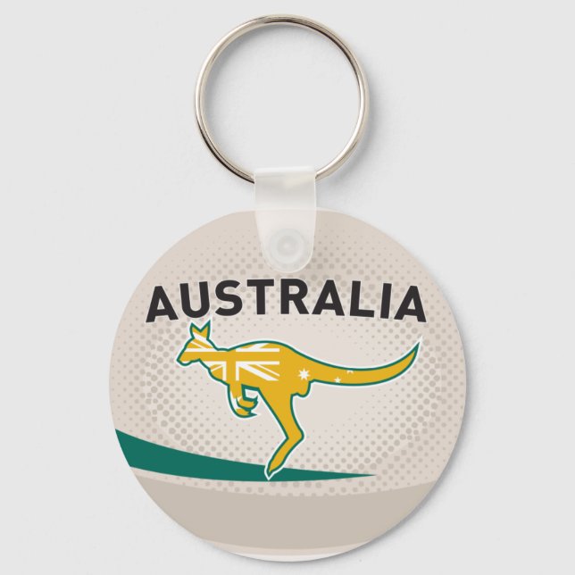 Rugby Ball Australia kangaroo wallaby Keychain (Front)