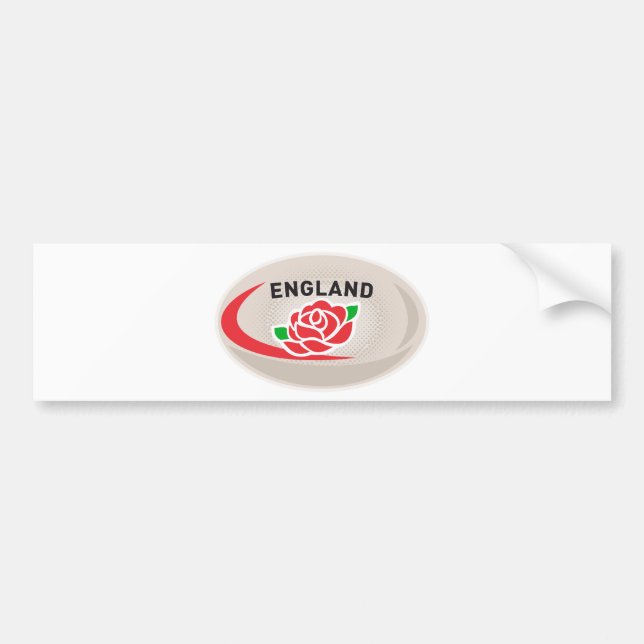 Rugby Ball England English Rose Bumper Sticker (Front)