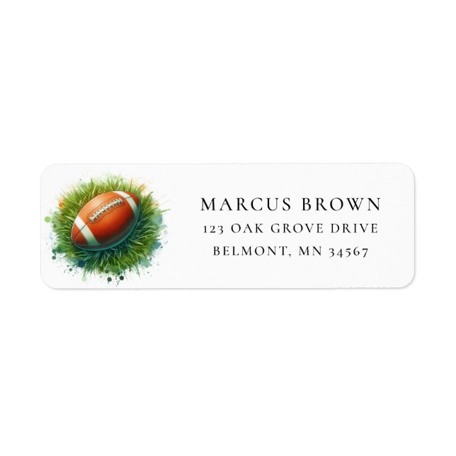 Rugby Ball in the Grass Return Address Label (Front)