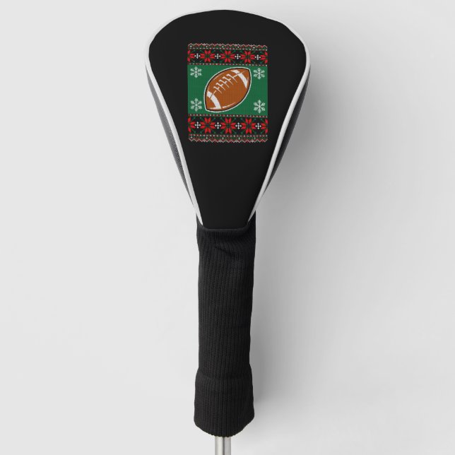 Rugby Ball Ugly Christmas Sweater Golf Head Cover (Front)