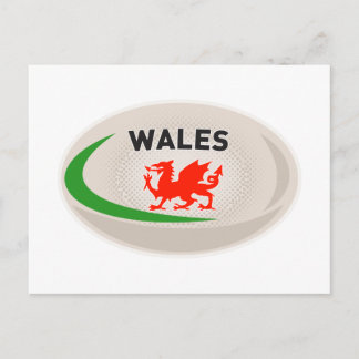 Rugby Ball Wales Welsh dragon Postcard