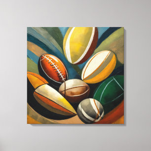 Rugby Balls Painting - Stretched Canvas Print