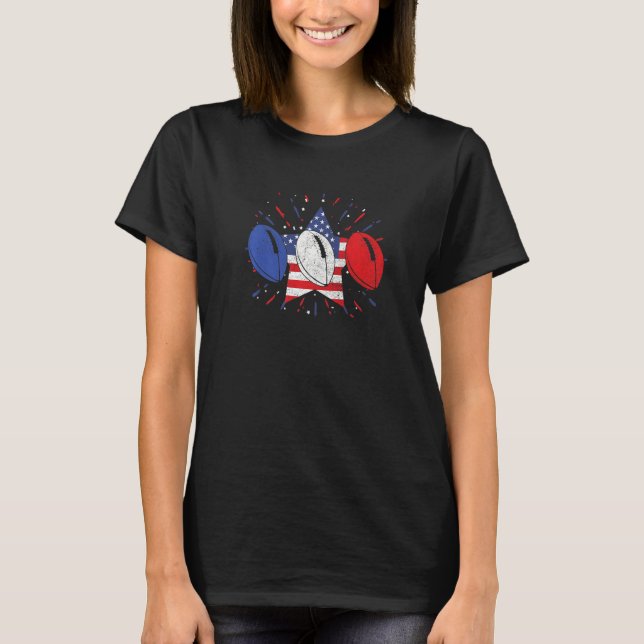 Rugby Balls US American Flag  American Football Pr T-Shirt (Front)