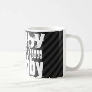 Rugby; Black & Dark Gray Stripes Coffee Mug