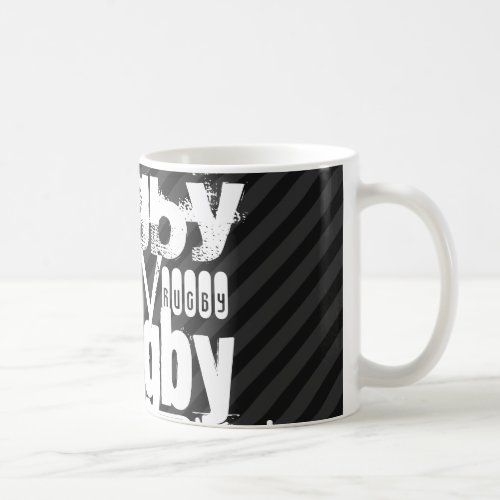Rugby Black  Dark Gray Stripes Coffee Mug