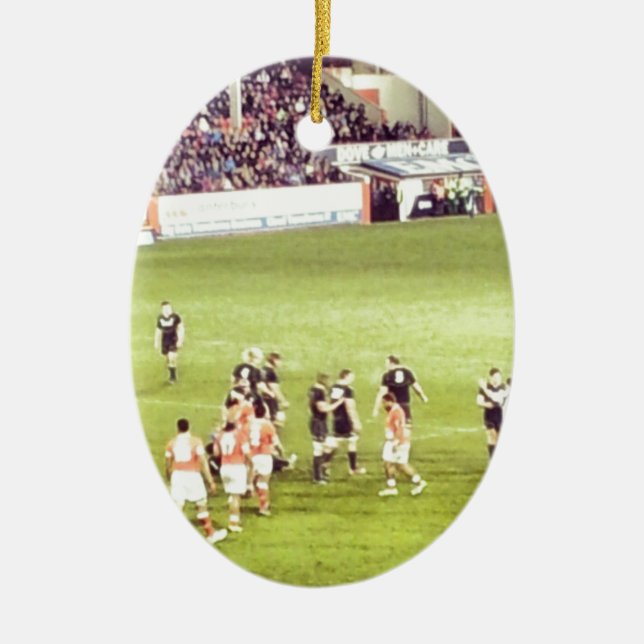 Rugby Ceramic Ornament (Front)
