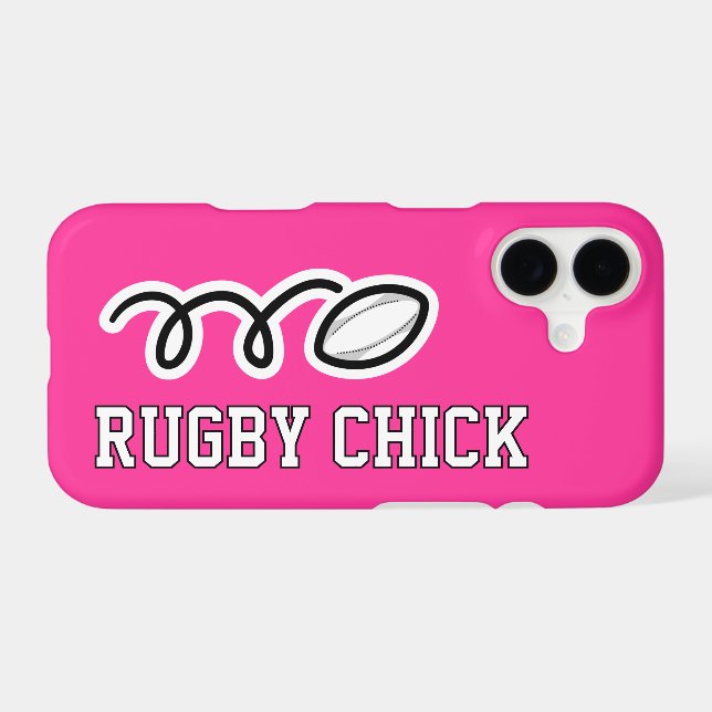 Rugby Chick Personalized pink iPhone Case (Back Horizontal)