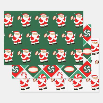Rugby Christmas Holiday Gift Wrapping Paper
