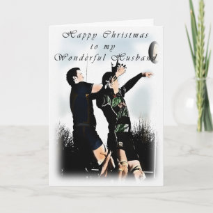 Rugby Christmas Husband Holiday Card