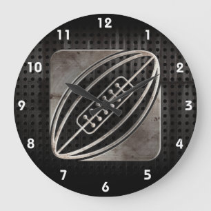 Rugby; Cool Black Large Clock