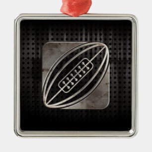 Rugby; Cool Black Metal Ornament