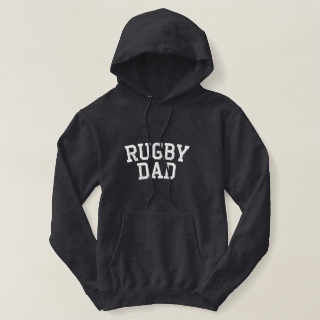 Rugby Dad Custom Embroidered Hoodie (Design Front)
