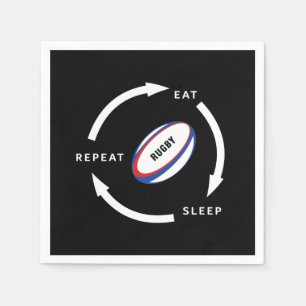 Rugby Eat Sleep Repeat Sports Fan Saying Napkins