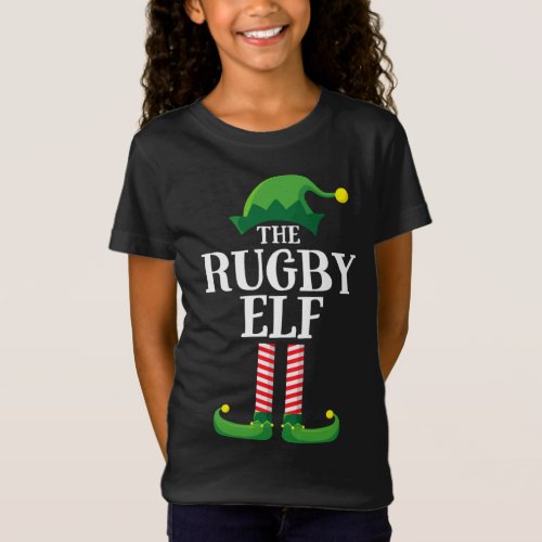 Rugby Elf Matching Family Christmas Party T_Shirt