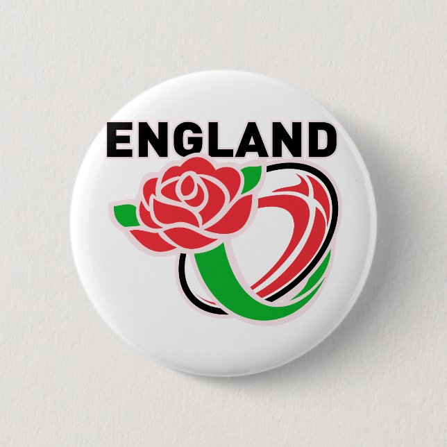 Rugby England English Rose Ball Pinback Button (Front)