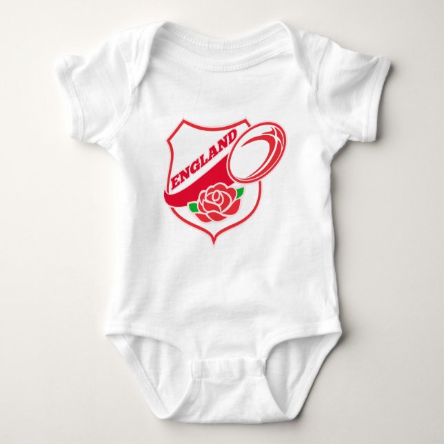 Rugby England English Rose Ball Shield Baby Bodysuit (Front)