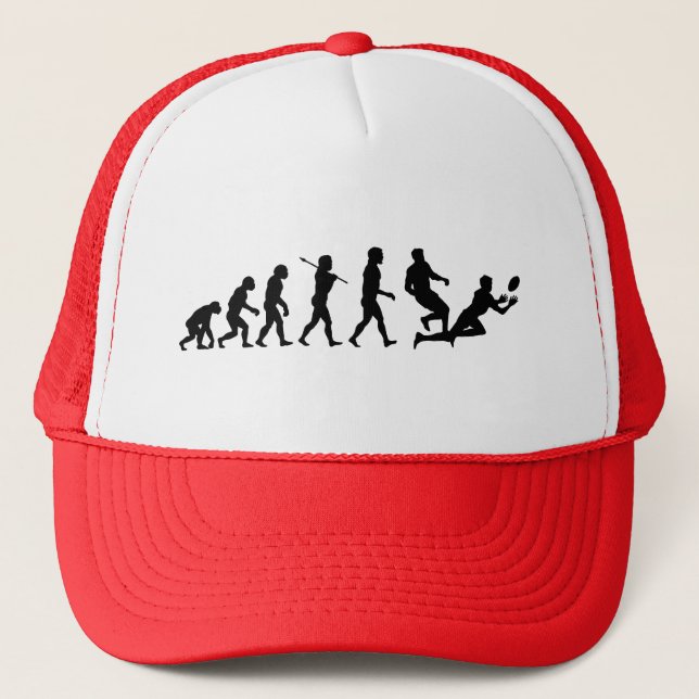 Rugby Evolution Fun Sports Trucker Hat (Front)